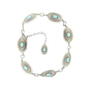 Ariat XL Silver Turquoise Concho Western Belt Chain Women's Extra Large Boho